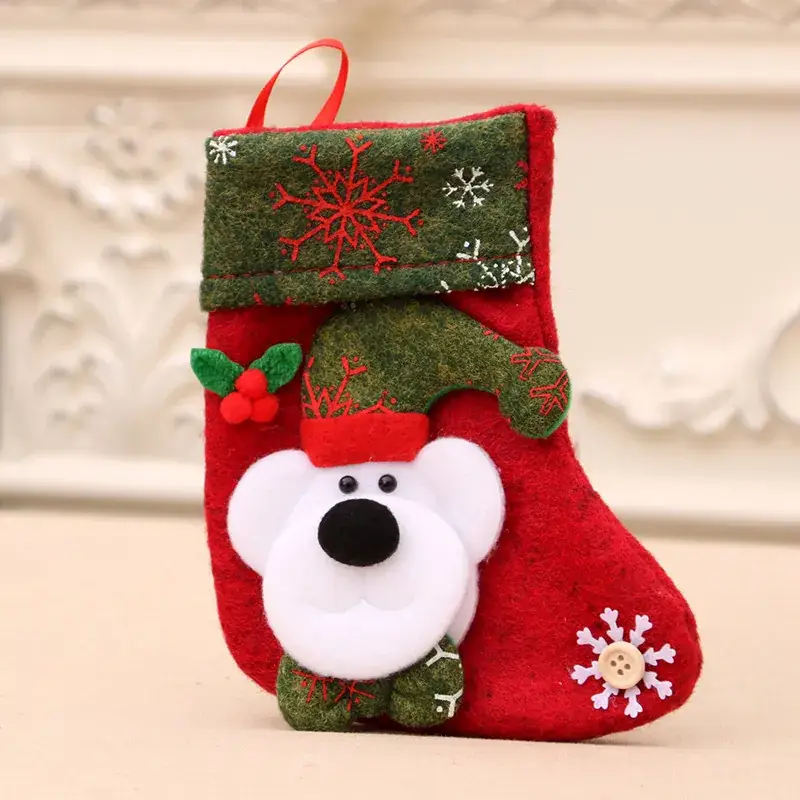 Christmas Multi-Color Embroidered Stocking with Deer & Tree Design - Image 16