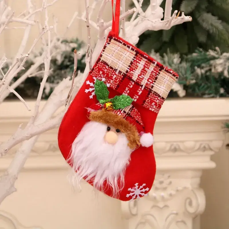 Christmas Multi-Color Embroidered Stocking with Deer & Tree Design - Image 17