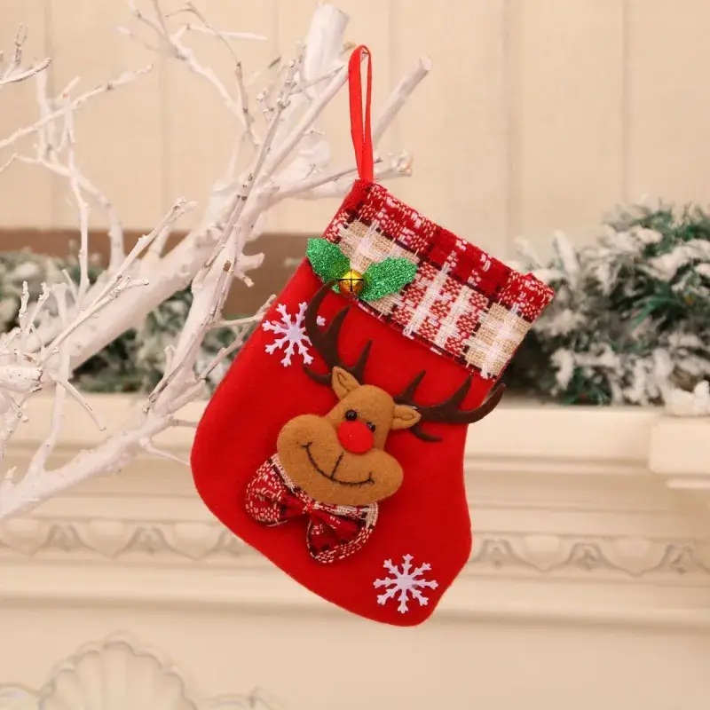 Christmas Multi-Color Embroidered Stocking with Deer & Tree Design - Image 19