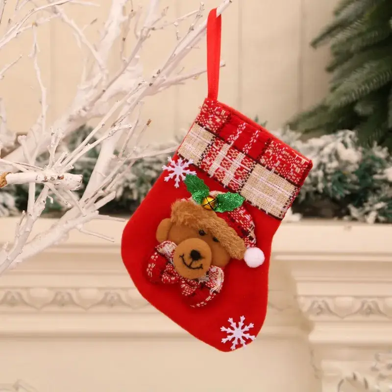 Christmas Multi-Color Embroidered Stocking with Deer & Tree Design - Image 20