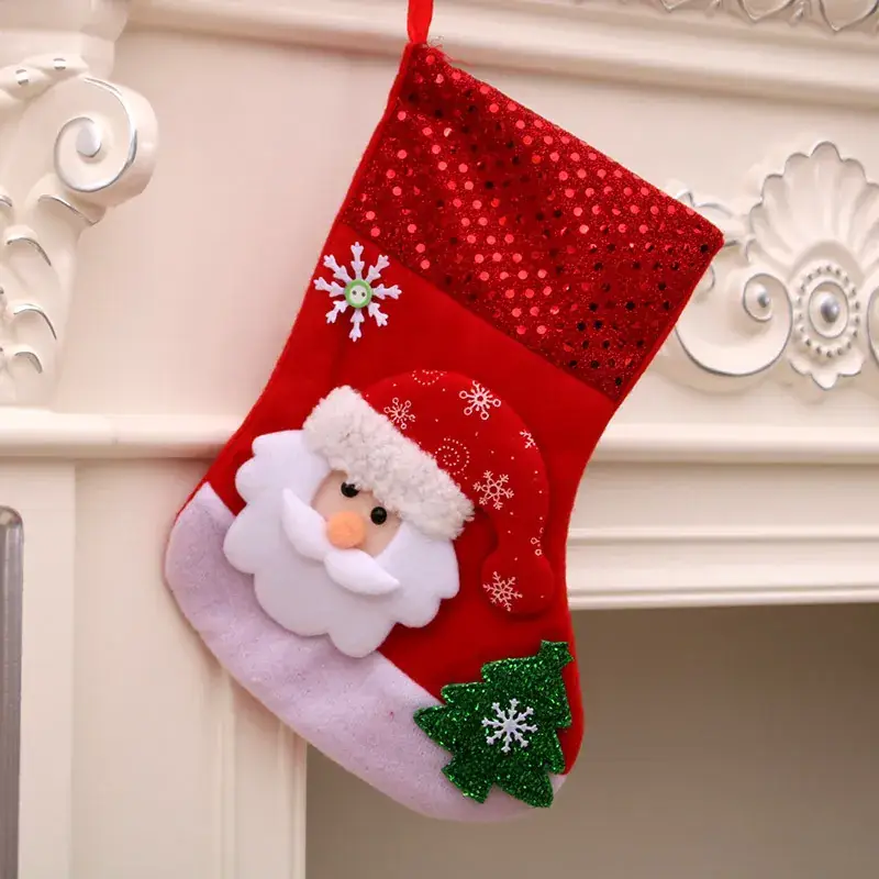 Christmas Multi-Color Embroidered Stocking with Deer & Tree Design - Image 21