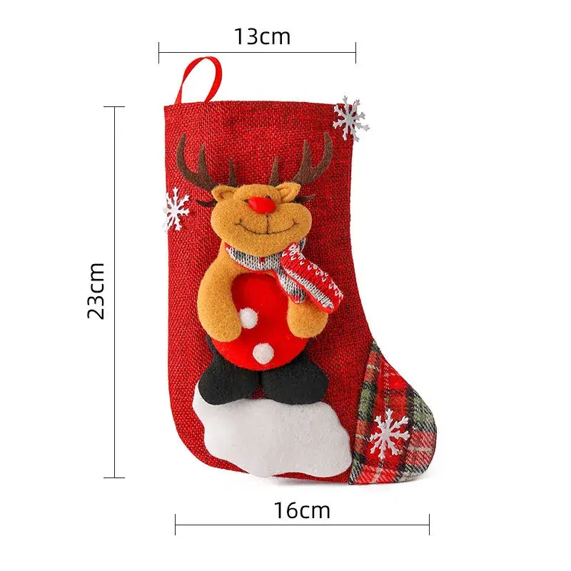 Christmas Multi-Color Embroidered Stocking with Deer & Tree Design - Image 27