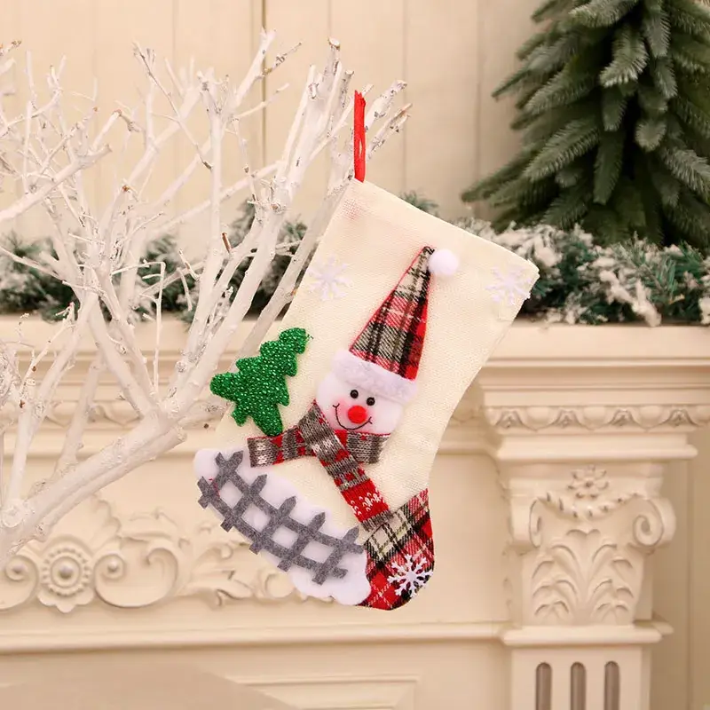 Christmas Multi-Color Embroidered Stocking with Deer & Tree Design - Image 30