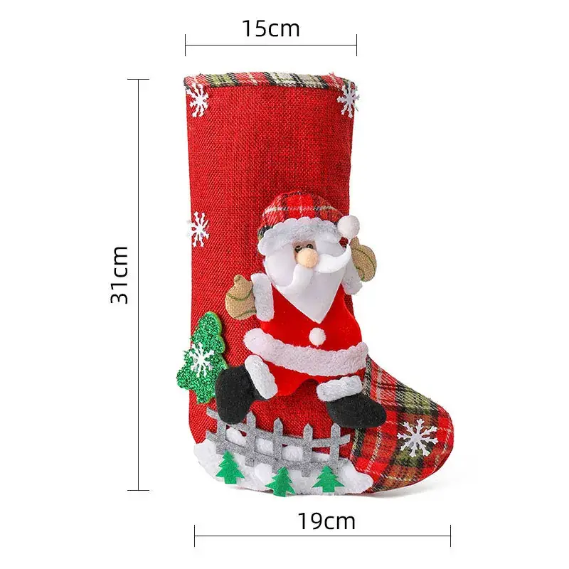 Christmas Multi-Color Embroidered Stocking with Deer & Tree Design - Image 36