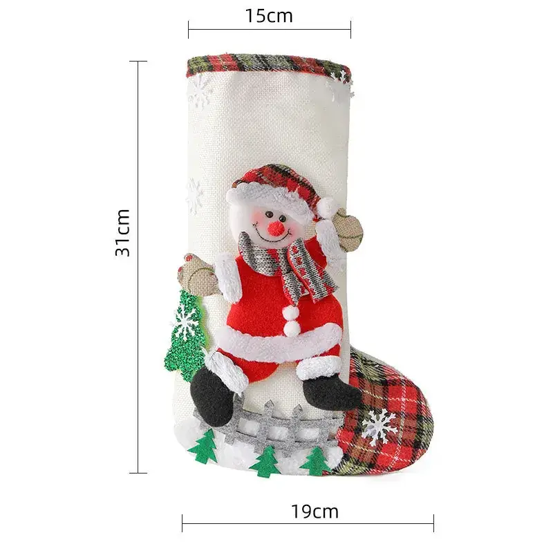 Christmas Multi-Color Embroidered Stocking with Deer & Tree Design - Image 37