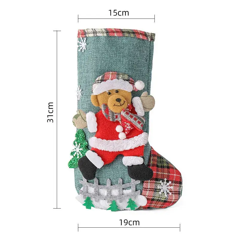 Christmas Multi-Color Embroidered Stocking with Deer & Tree Design - Image 39