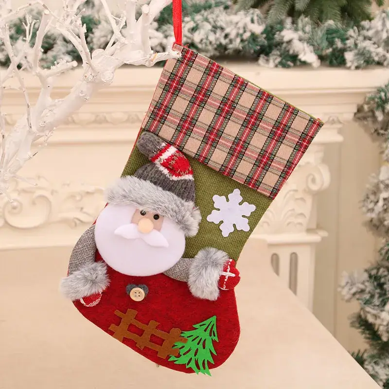 Christmas Multi-Color Embroidered Stocking with Deer & Tree Design - Image 40