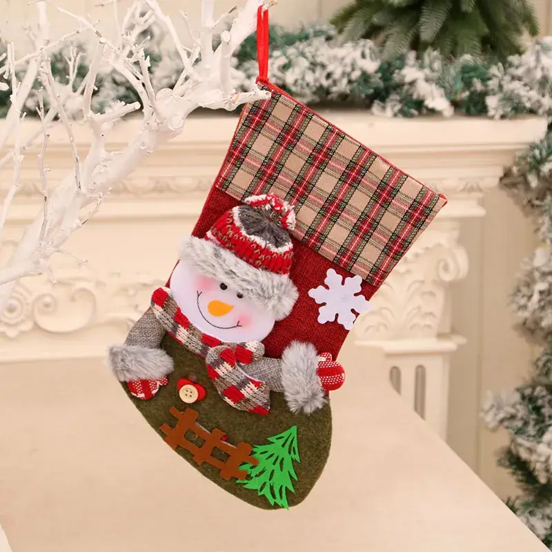 Christmas Multi-Color Embroidered Stocking with Deer & Tree Design - Image 41