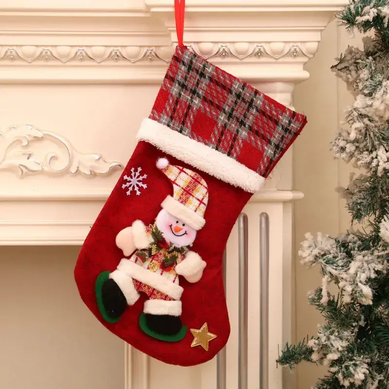 Christmas Multi-Color Embroidered Stocking with Deer & Tree Design - Image 44