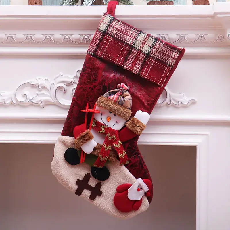 Christmas Multi-Color Embroidered Stocking with Deer & Tree Design - Image 48