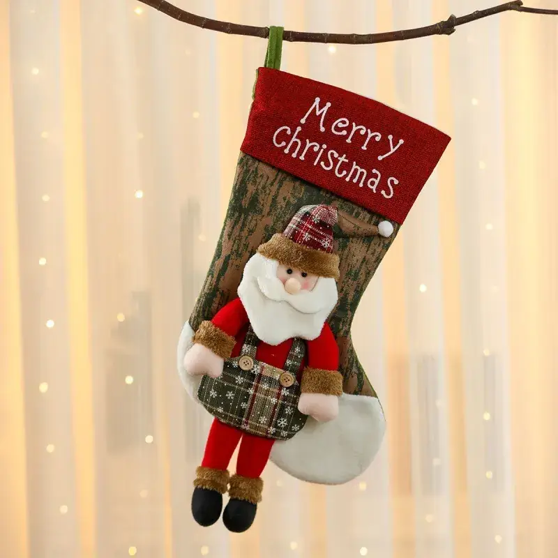 Christmas Multi-Color Embroidered Stocking with Deer & Tree Design - Image 50