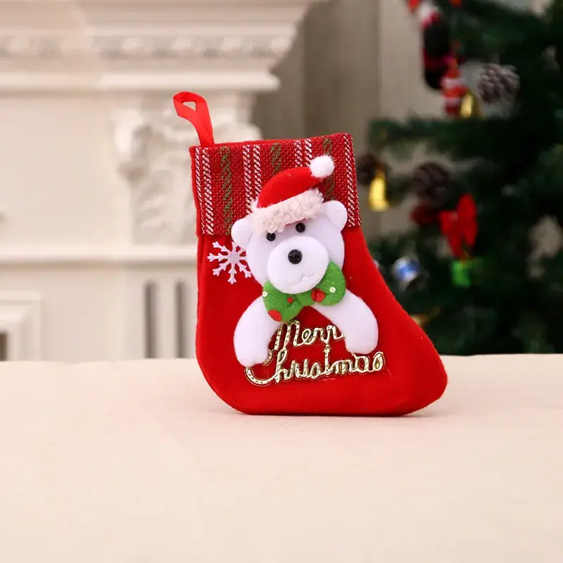 Christmas Multi-Color Embroidered Stocking with Deer & Tree Design - Image 8