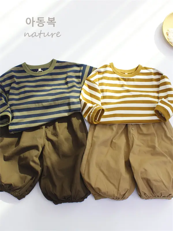 2026 Kids Striped T-Shirt Boys Base Korean Style Round Neck - Image 5