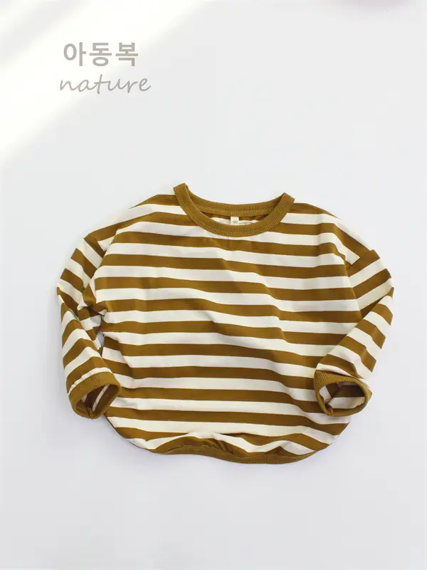 2026 Kids Striped T-Shirt Boys Base Korean Style Round Neck - Image 7