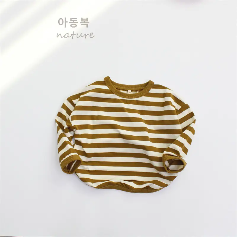2026 Kids Striped T-Shirt Boys Base Korean Style Round Neck — feature 11