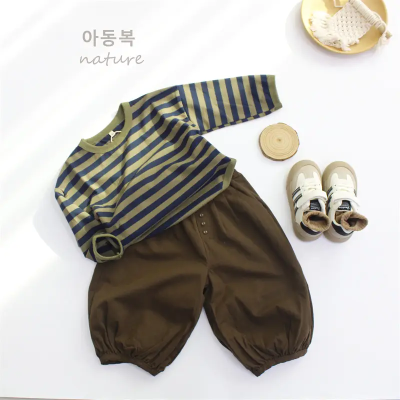 2026 Kids Striped T-Shirt Boys Base Korean Style Round Neck — feature 8
