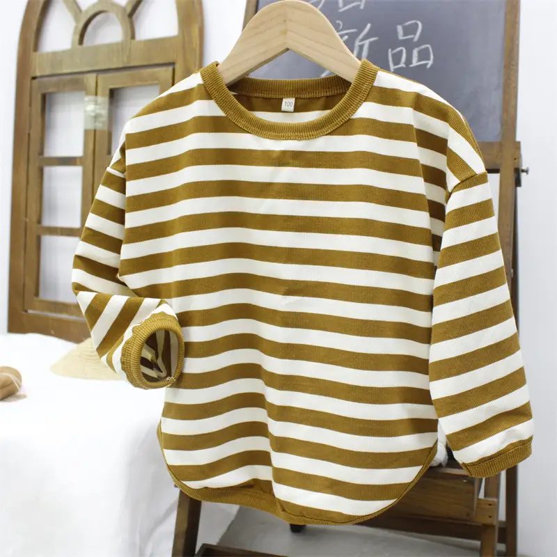 2026 Kids Striped T-Shirt Boys Base Korean Style Round Neck - Image 2