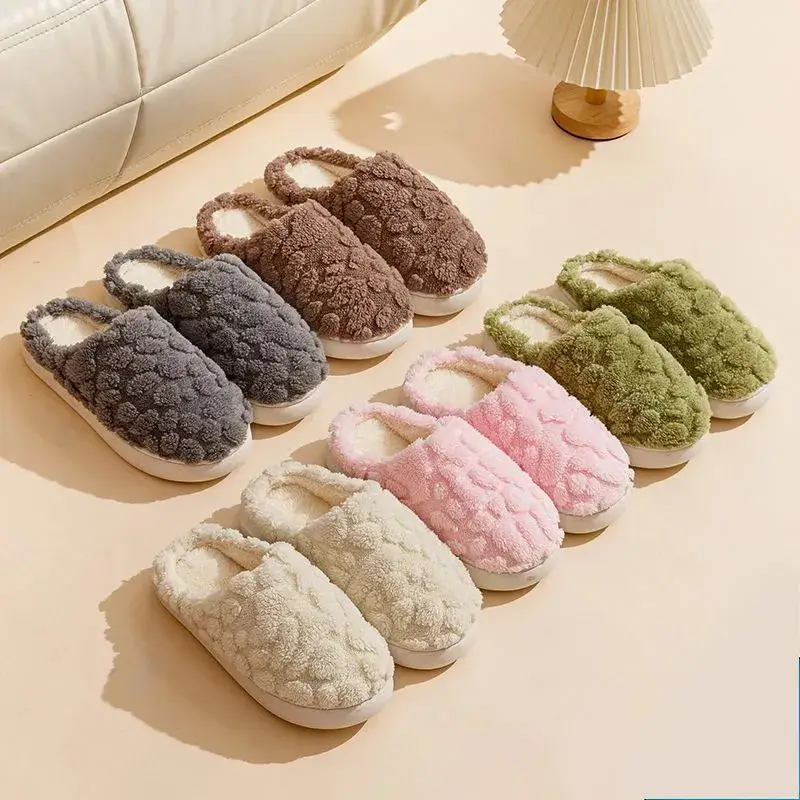 Cotton Slippers Women's 2024 Indoor Warm Dung-feeling Plush Household Winter Anti-slip New Cotton Slippers for Men's Home