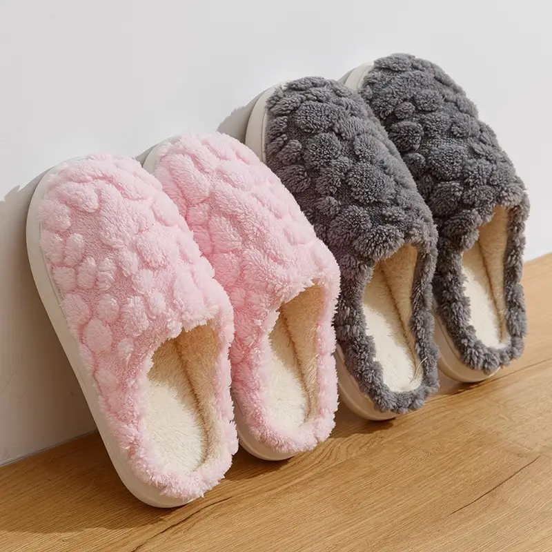 Cotton Slippers Women's 2024 Indoor Warm Dung-feeling Plush Household Winter Anti-slip New Cotton Slippers for Men's Home