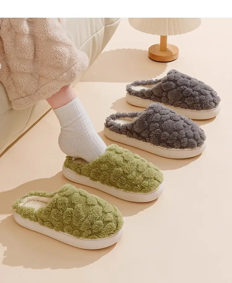 Cotton Slippers Women's 2024 Indoor Warm Dung-feeling Plush Household Winter Anti-slip New Cotton Slippers for Men's Home — feature 15