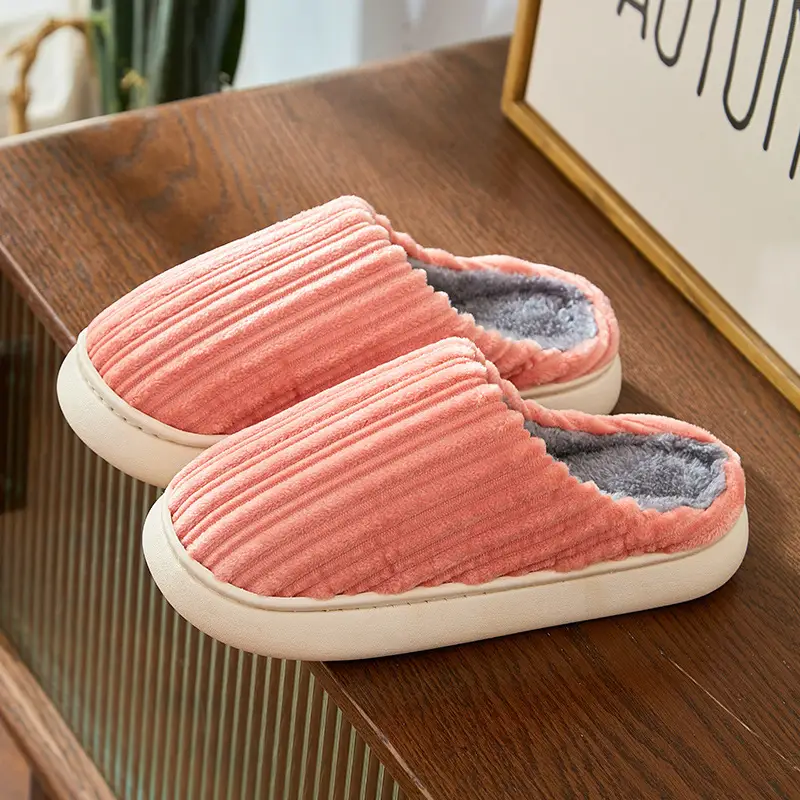 Cotton Slippers Women's 2024 Indoor Warm Dung-feeling Plush Household Winter Anti-slip New Cotton Slippers for Men's Home