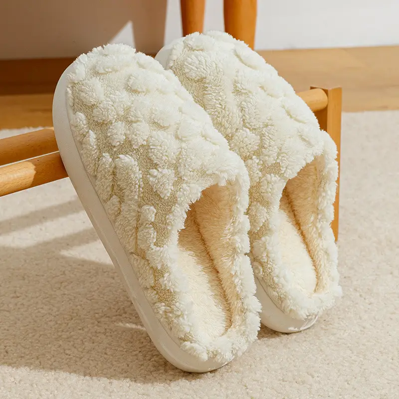 Cotton Slippers Women's 2024 Indoor Warm Dung-feeling Plush Household Winter Anti-slip New Cotton Slippers for Men's Home