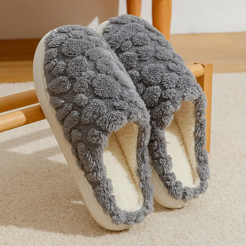 Cotton Slippers Women's 2024 Indoor Warm Dung-feeling Plush Household Winter Anti-slip New Cotton Slippers for Men's Home