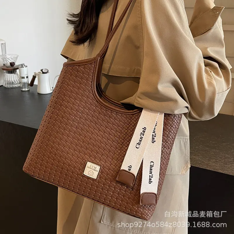 Women Woven Tote Bag Black Large Capacity 2026 - Image 6