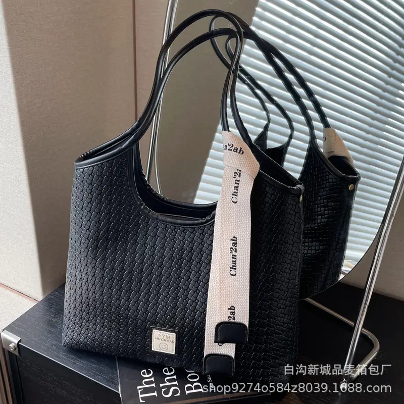 Women Woven Tote Bag Black Large Capacity 2026 - Image 7