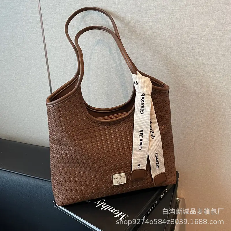 Women Woven Tote Bag Black Large Capacity 2026 - Image 8
