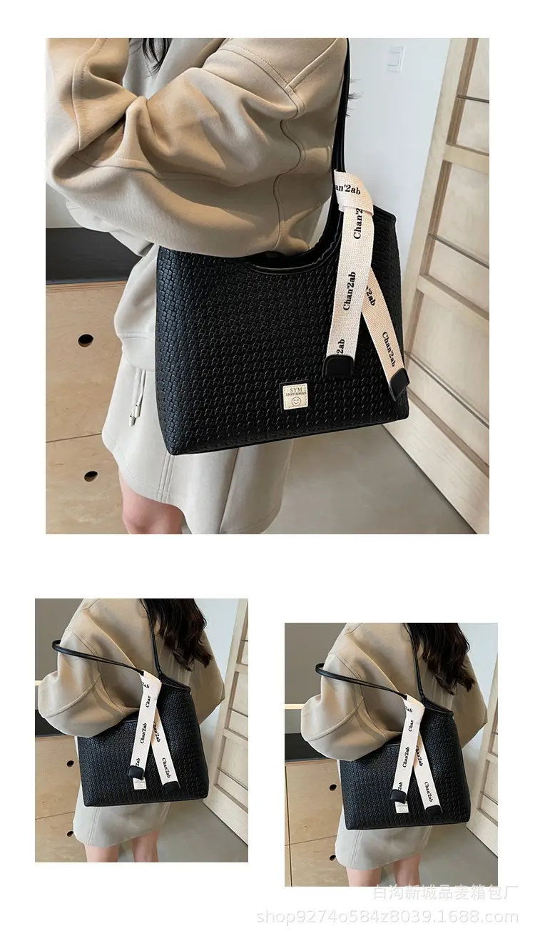 Women Woven Tote Bag Black Large Capacity 2026 — feature 11