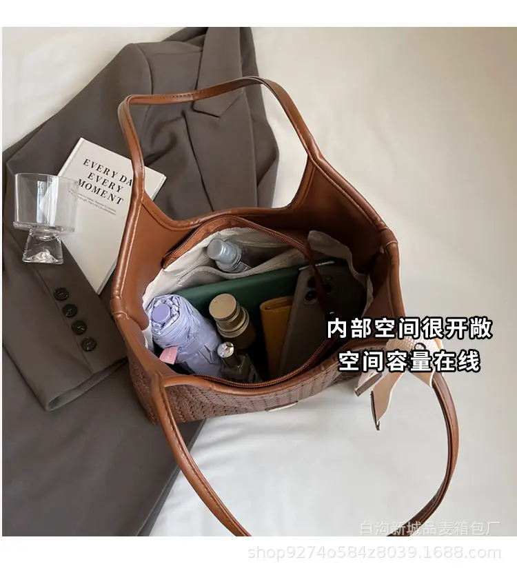 Women Woven Tote Bag Black Large Capacity 2026 — feature 8