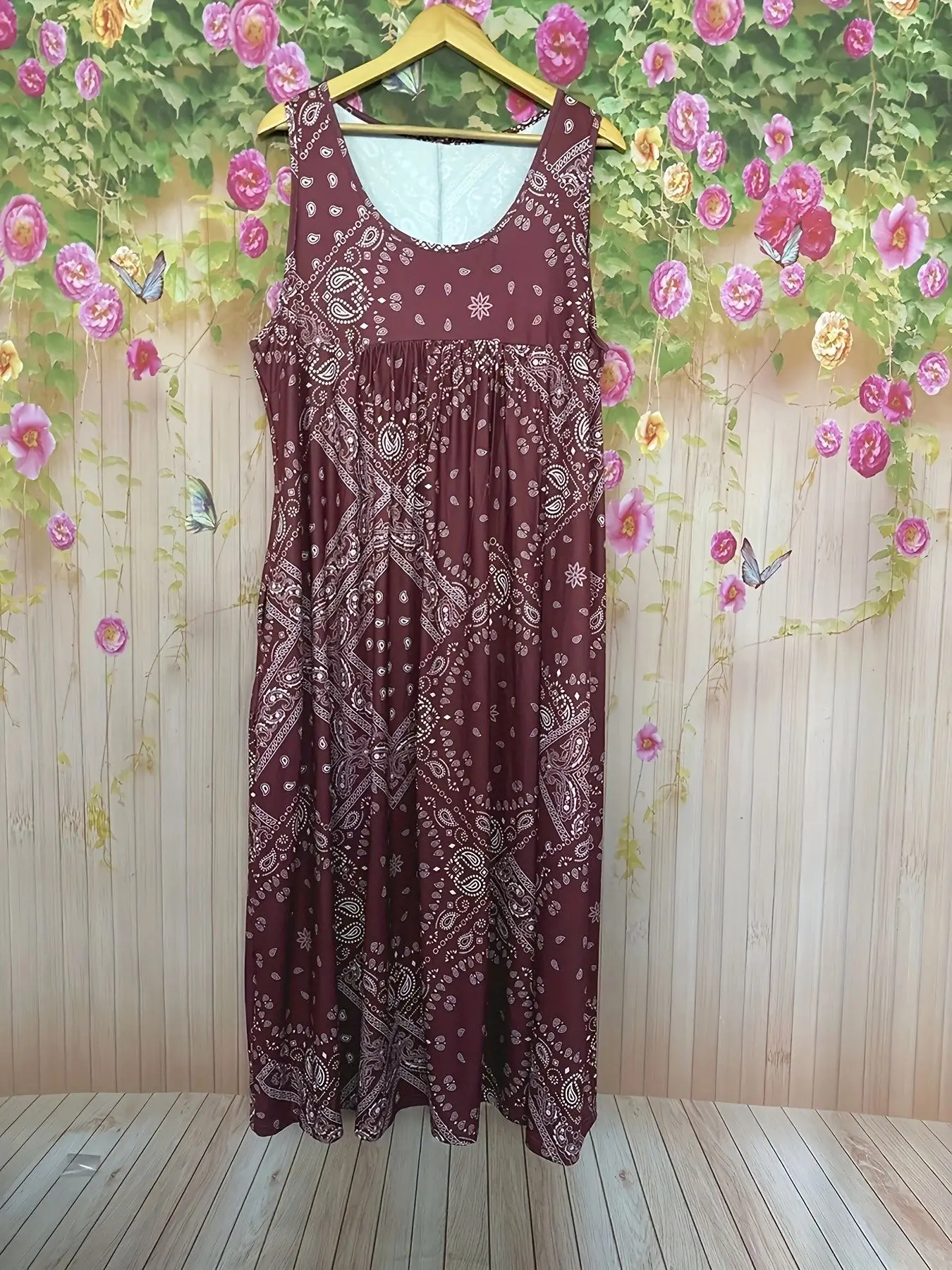 Black Printed Sleeveless Summer Dress Vintage Vessel Style - Image 7