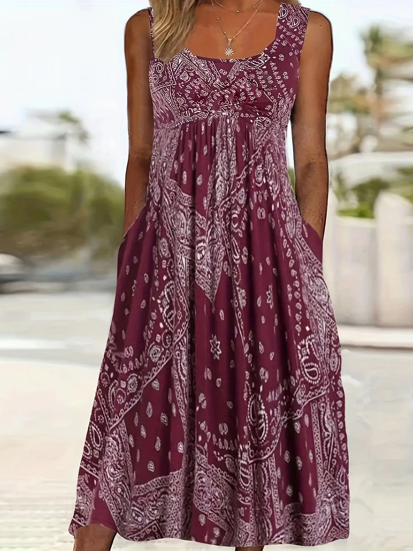 Black Printed Sleeveless Summer Dress Vintage Vessel Style — feature 5