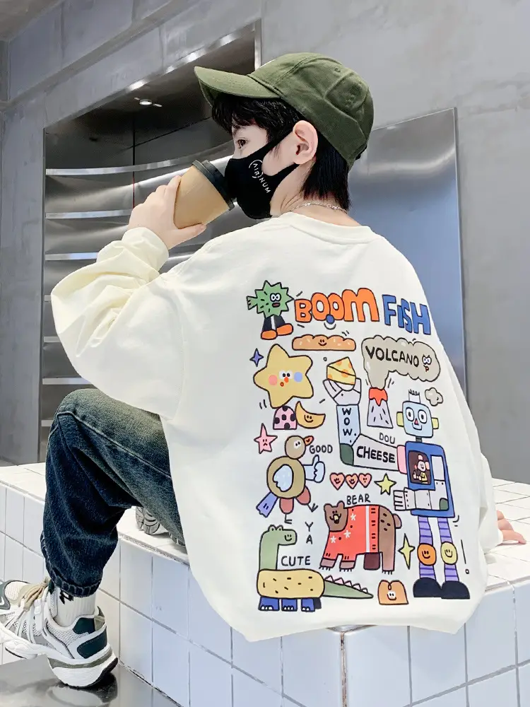 Boys Long Sleeve T-Shirt White Spring Autumn 2025 - Image 3
