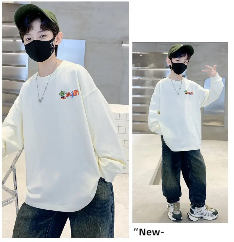 Boys Long Sleeve T-Shirt White Spring Autumn 2025 â feature 10