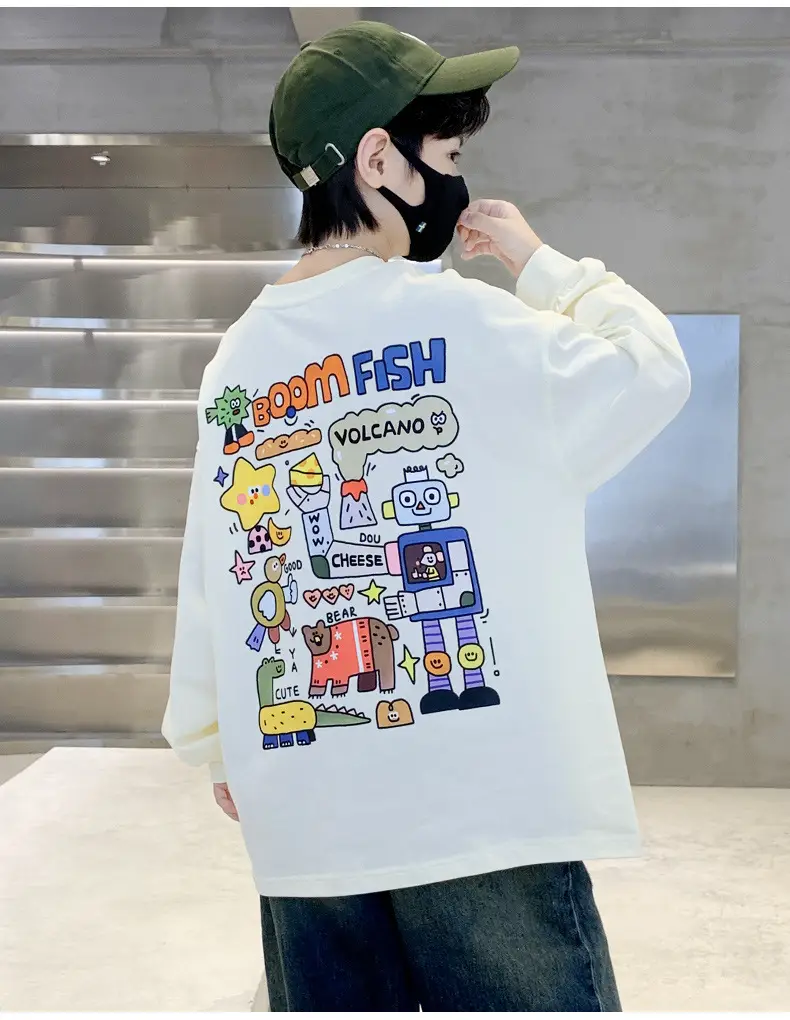 Boys Long Sleeve T-Shirt White Spring Autumn 2025 â feature 9