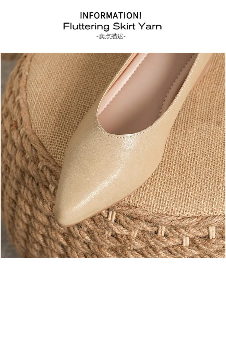 Soft Leather Granny Shoes with Chunky Heels and Pointed Toes, Women's Mid-Heel Shoes, 2024 New Spring and Autumn Versatile Soft Leather Shallow High Heels — feature 10