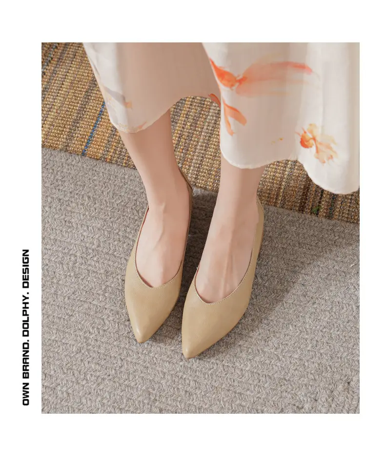Soft Leather Granny Shoes with Chunky Heels and Pointed Toes, Women's Mid-Heel Shoes, 2024 New Spring and Autumn Versatile Soft Leather Shallow High Heels — feature 16