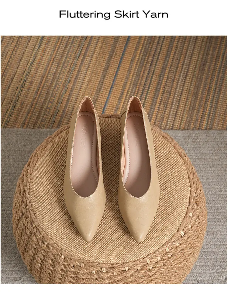 Soft Leather Granny Shoes with Chunky Heels and Pointed Toes, Women's Mid-Heel Shoes, 2024 New Spring and Autumn Versatile Soft Leather Shallow High Heels — feature 22