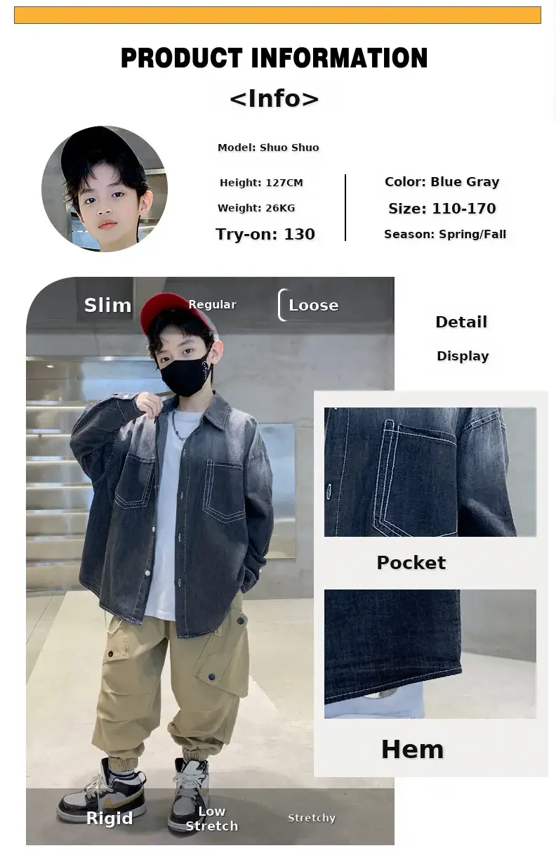 Children's Denim Shirt Boys Autumn 2025 New Grad â feature 4
