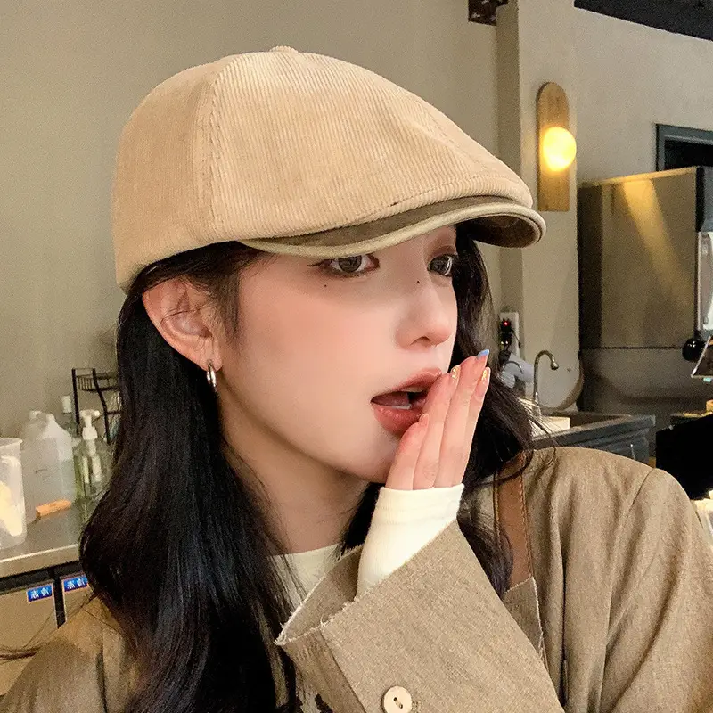 Corduroy Newsboy Cap Tan Japanese Style