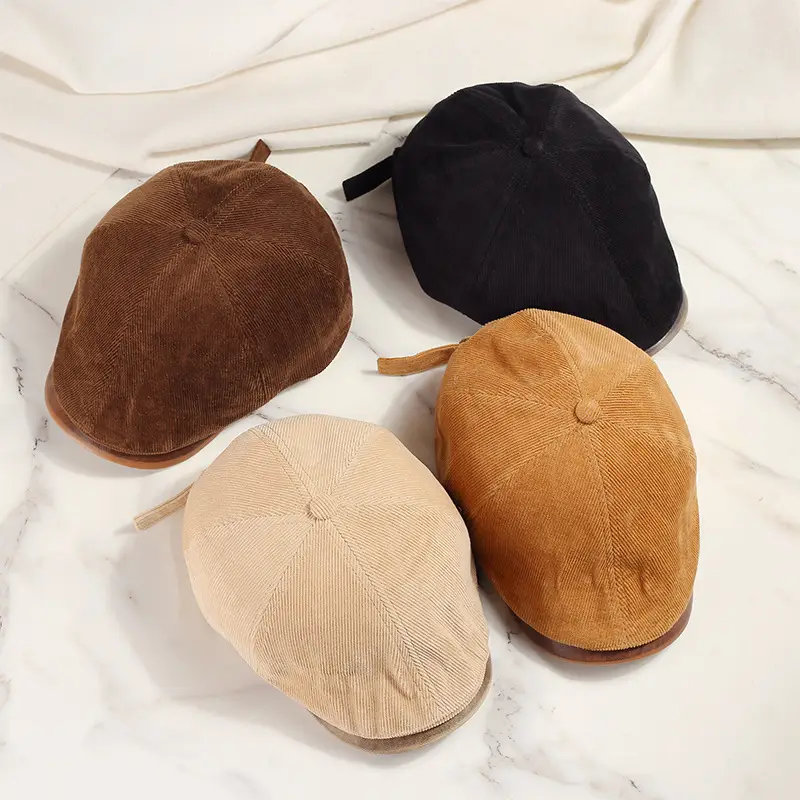 Corduroy Newsboy Cap Tan Japanese Style