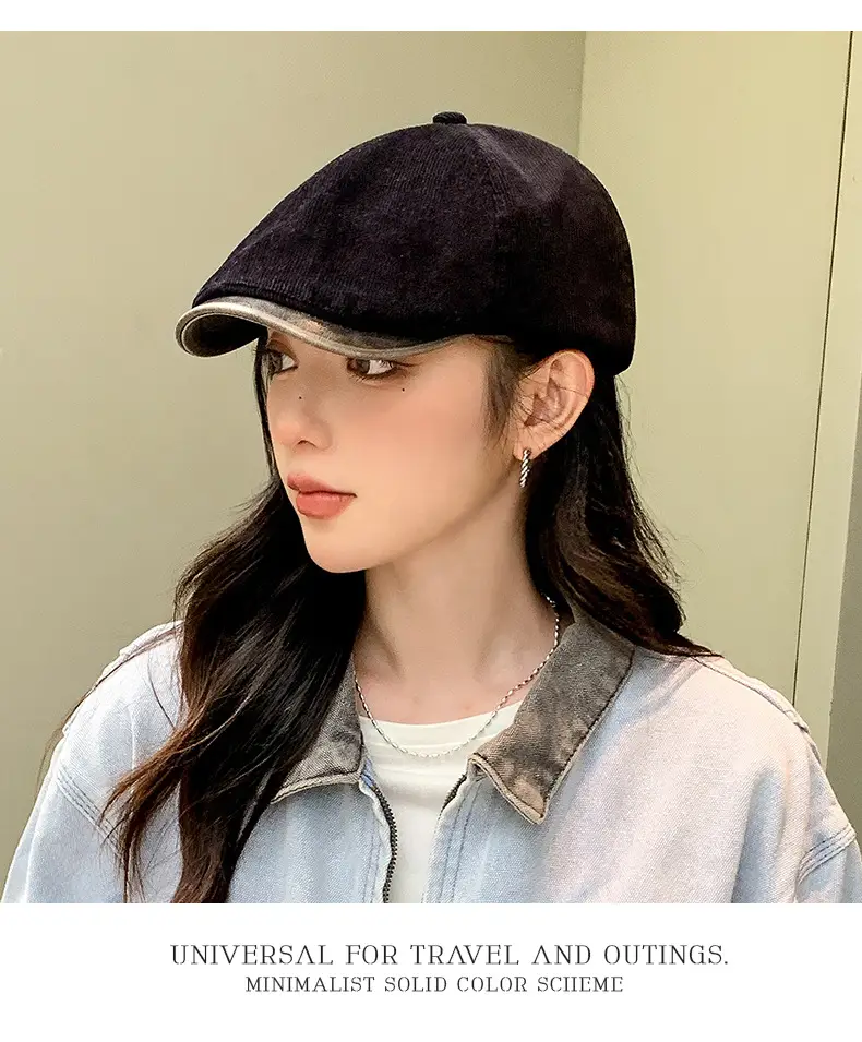Corduroy Newsboy Cap Tan Japanese Style — feature 10