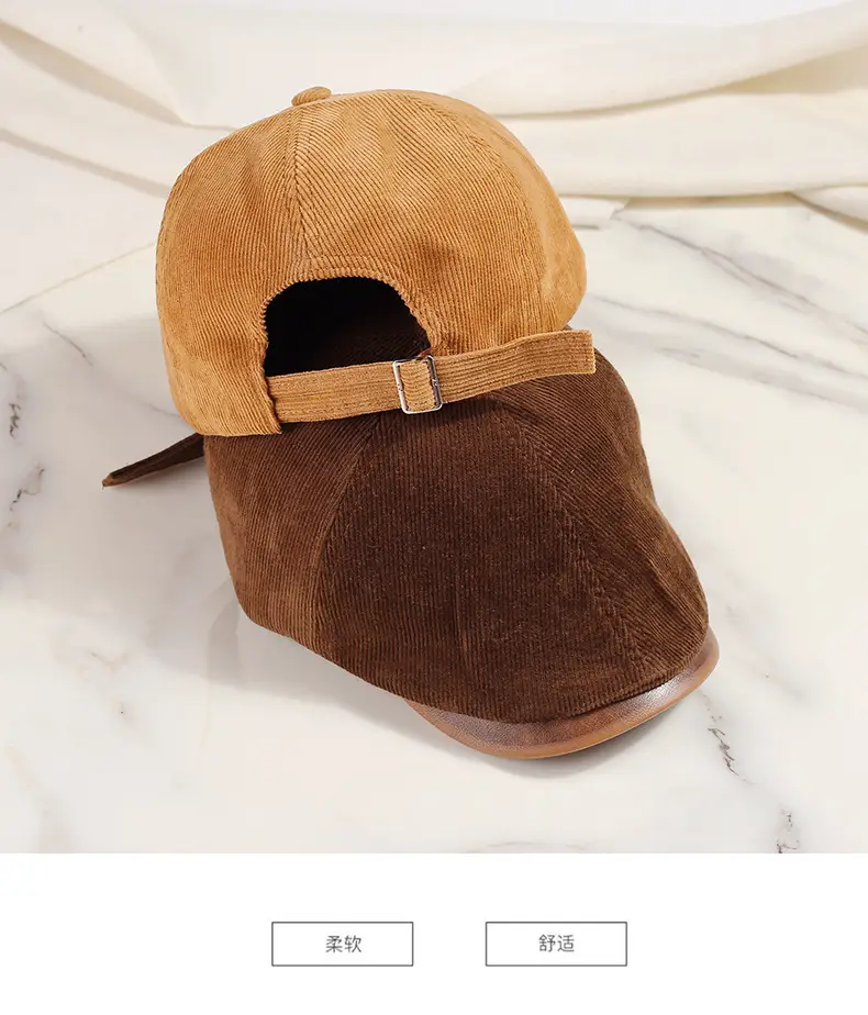 Corduroy Newsboy Cap Tan Japanese Style — feature 8