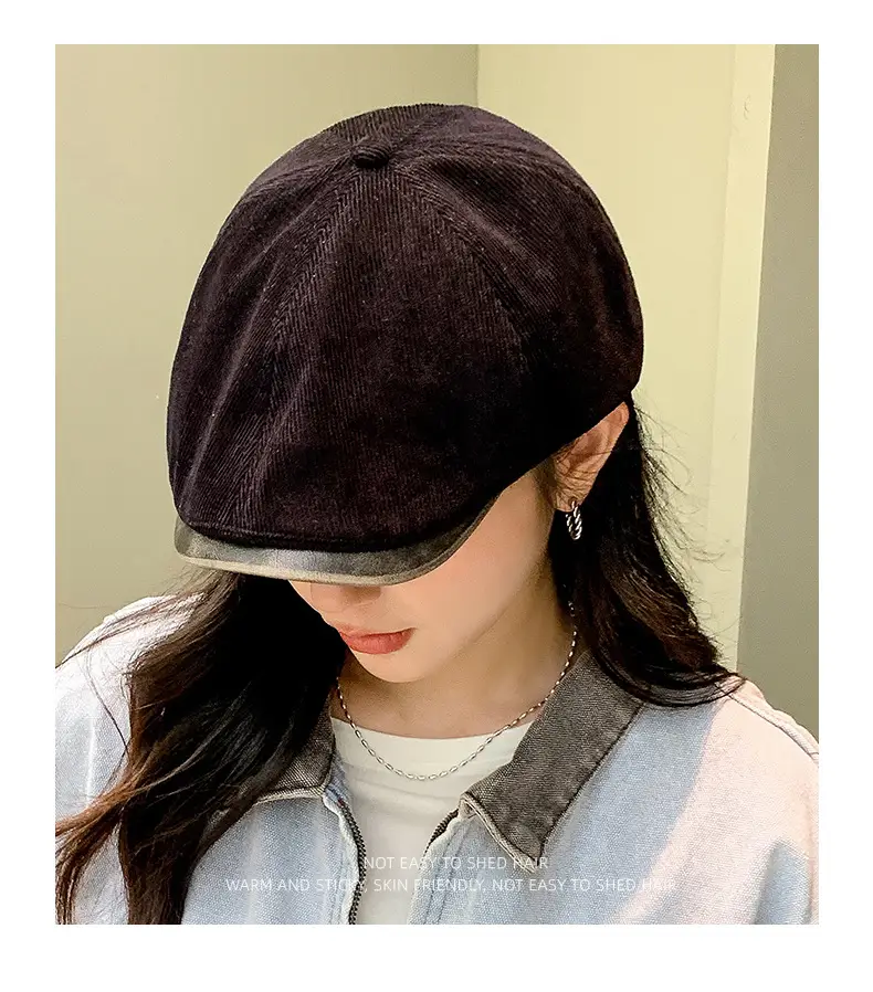 Corduroy Newsboy Cap Tan Japanese Style — feature 9