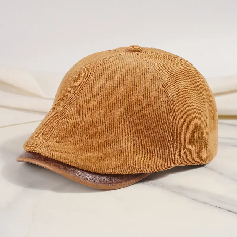 Corduroy Newsboy Cap Tan Japanese Style