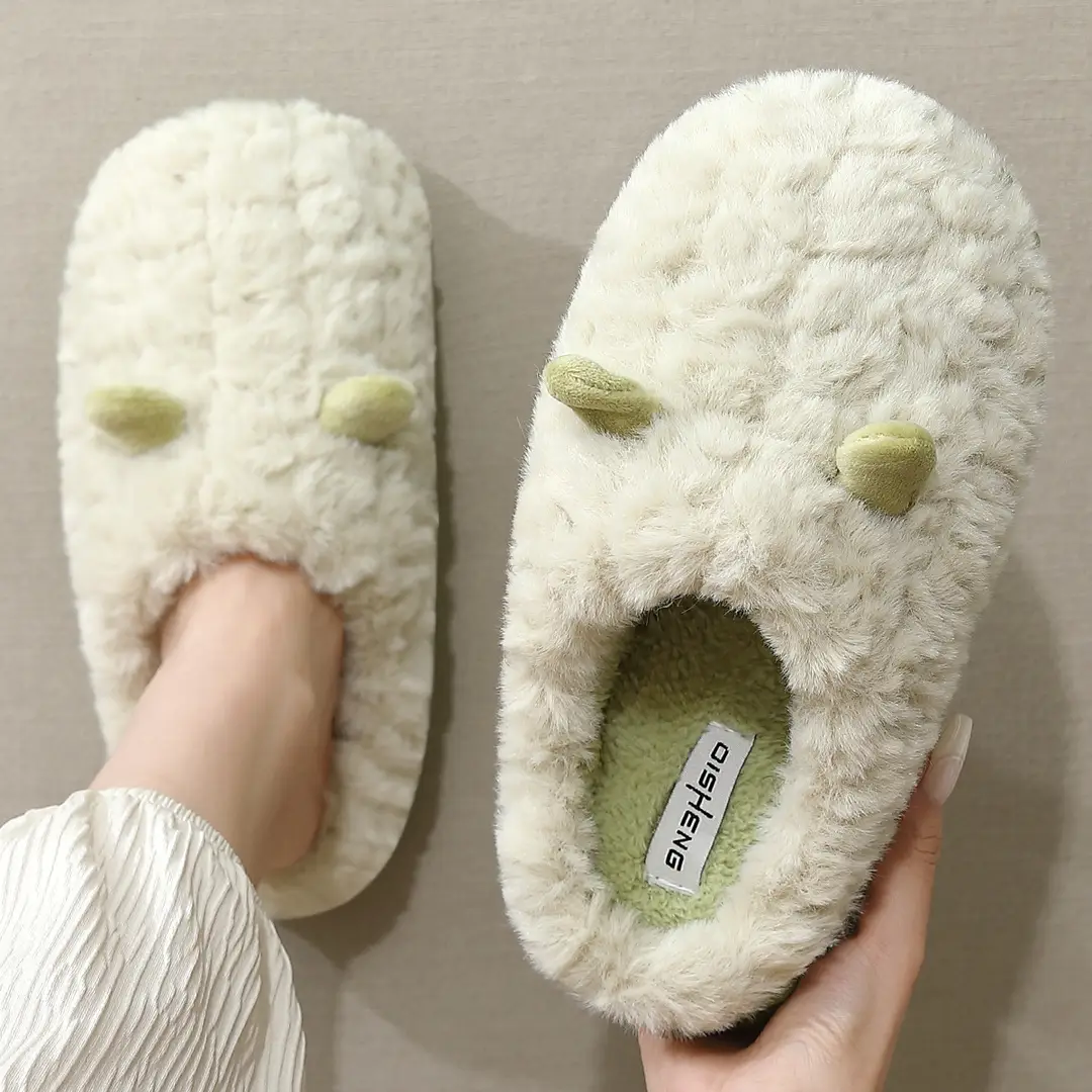Home Cotton Slippers for Women, Winter Large Size, Cute Ear Design, Thick-Soled, Non-Slip, Men's Plush Warm Furry Slippers, Men's Winter Slippers - Image 8