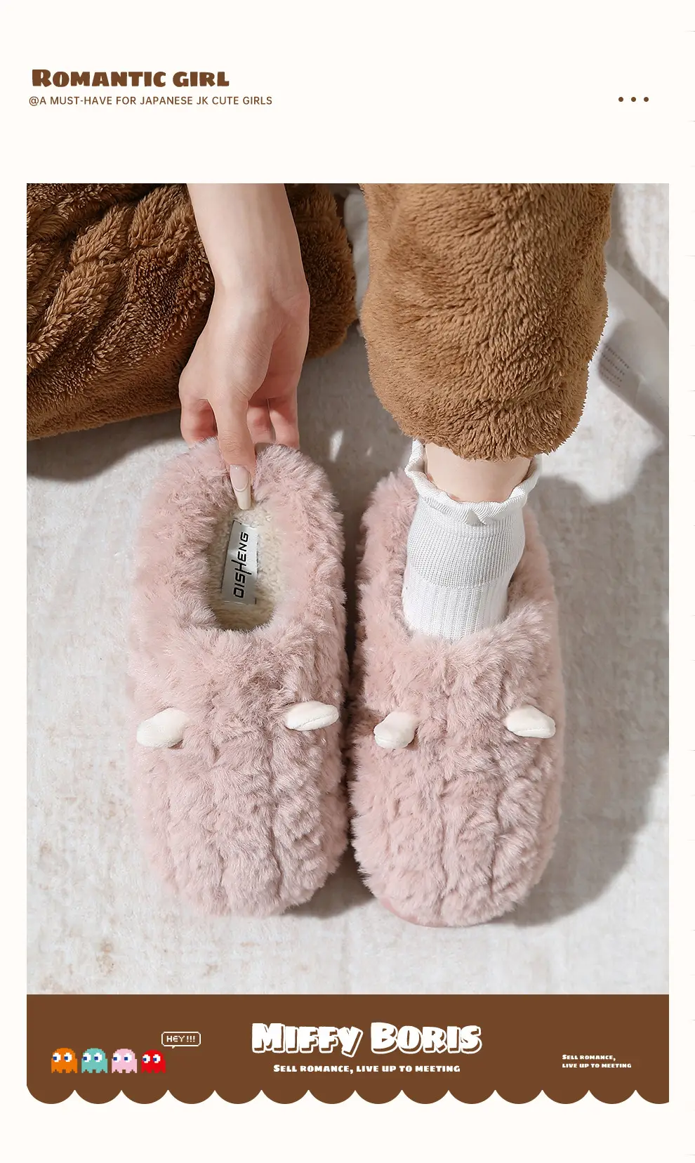 Home Cotton Slippers for Women, Winter Large Size, Cute Ear Design, Thick-Soled, Non-Slip, Men's Plush Warm Furry Slippers, Men's Winter Slippers — feature 10