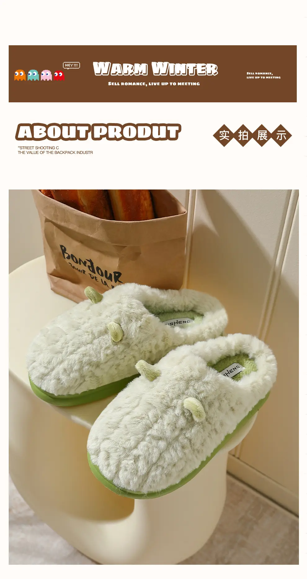 Home Cotton Slippers for Women, Winter Large Size, Cute Ear Design, Thick-Soled, Non-Slip, Men's Plush Warm Furry Slippers, Men's Winter Slippers — feature 9